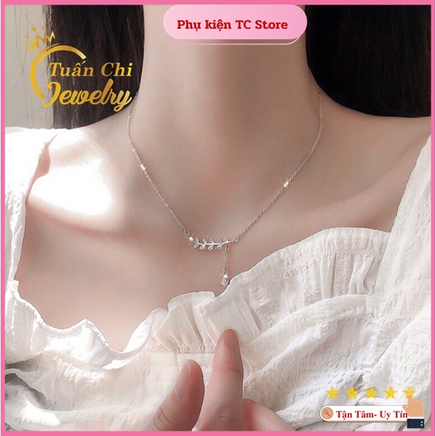 Vòng Cổ Nữ ⚡HOTTREND⚡ Dây Chuyền Bạc Nữ Liền Mặt Hình Lá Nhẹ Nhàng, Tiểu Thư