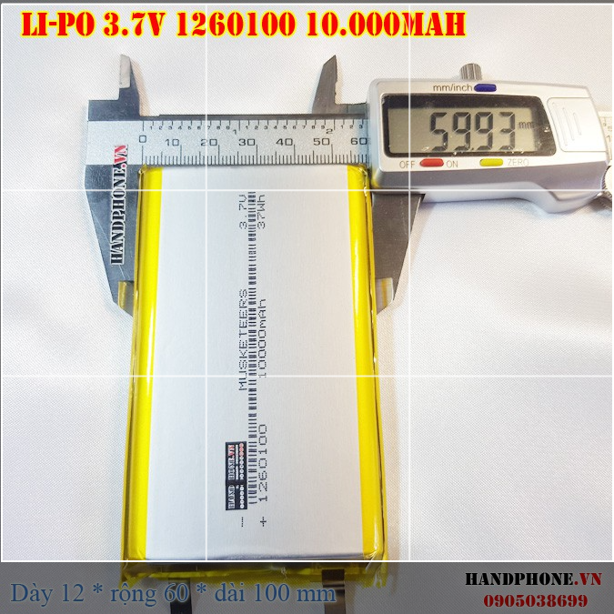 Pin Li-Po 3.7V 1260110 10000mAh  chế UPS, sạc dự phòng