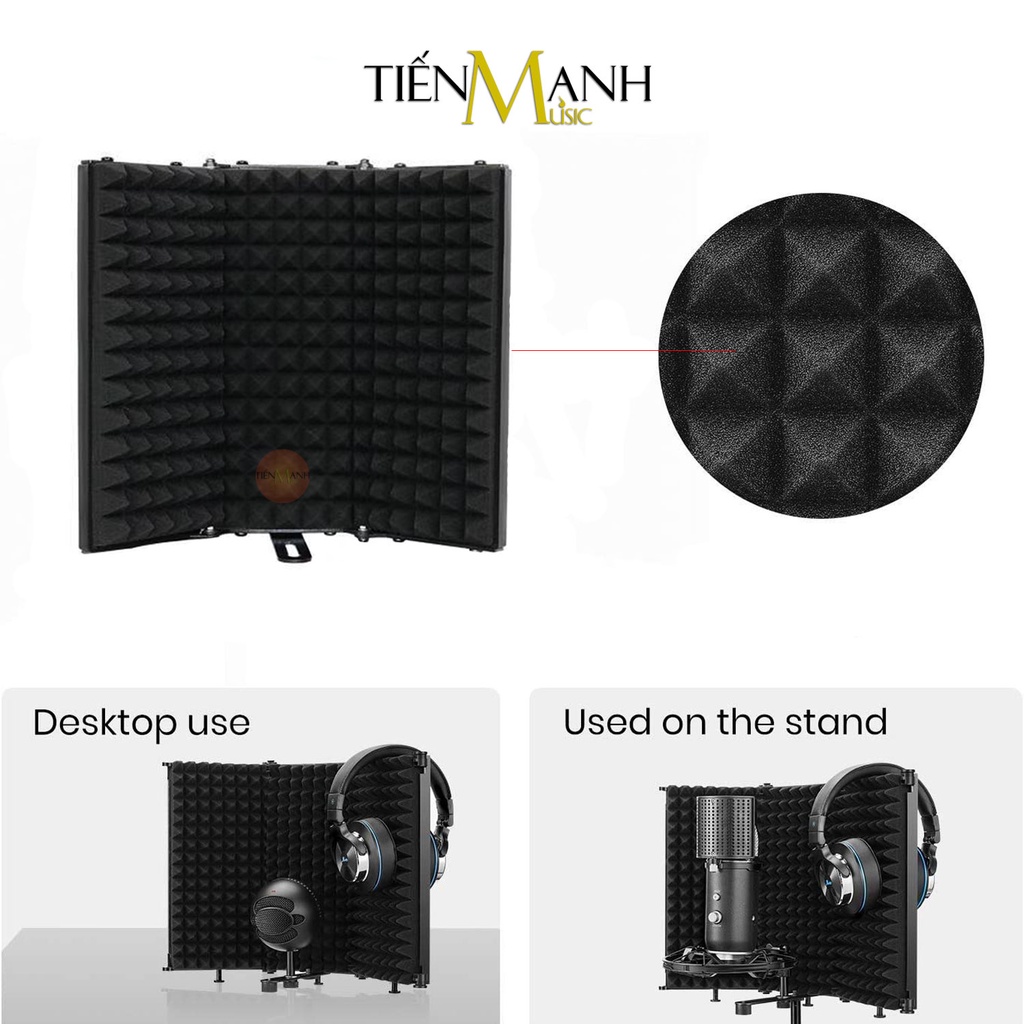 Màng Vách Chắn Tiêu Âm Cho Micro Phòng Thu Loại 3 Cánh Mic SIC-03 Vocal Booth Màn Tấm Khung Vành Chống Dội, Vang, Ồn