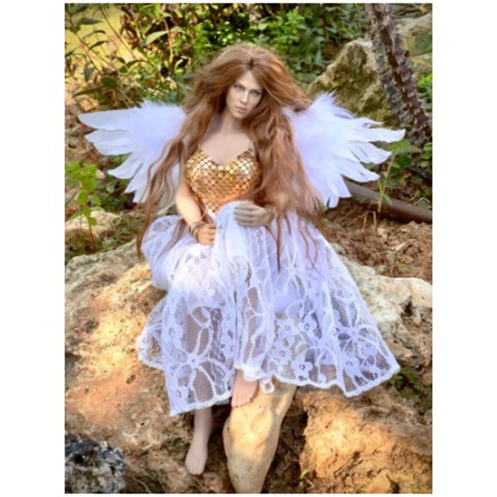 Phụ Kiện Cánh Thiên Thần Màu Đen Trắng Mini Có Lông Vũ Nhiều Màu Trang Trí