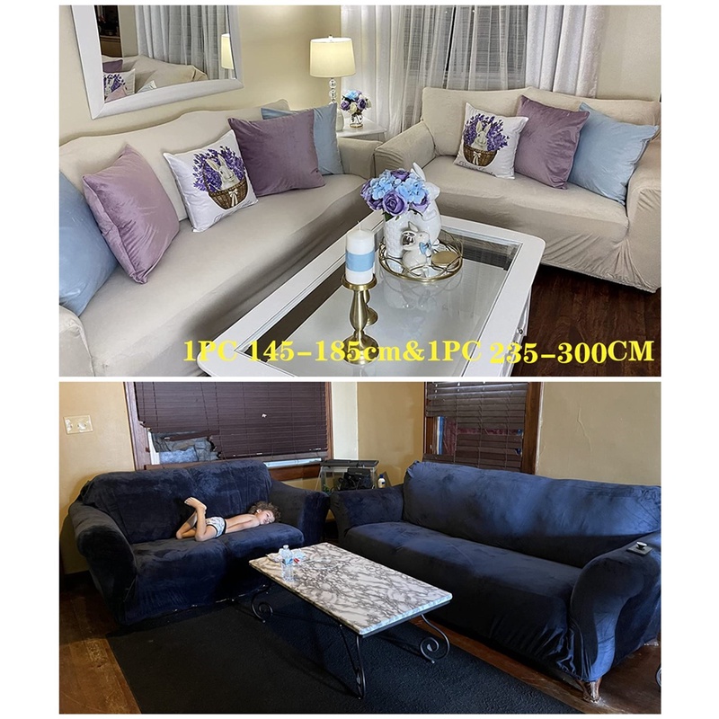 1 Vỏ Bọc Ghế Sofa Hình Chữ L Bằng Vải Nhung Co Giãn Trang Trí Phòng Khách nhung Bọc ghế sofa 1/2/3