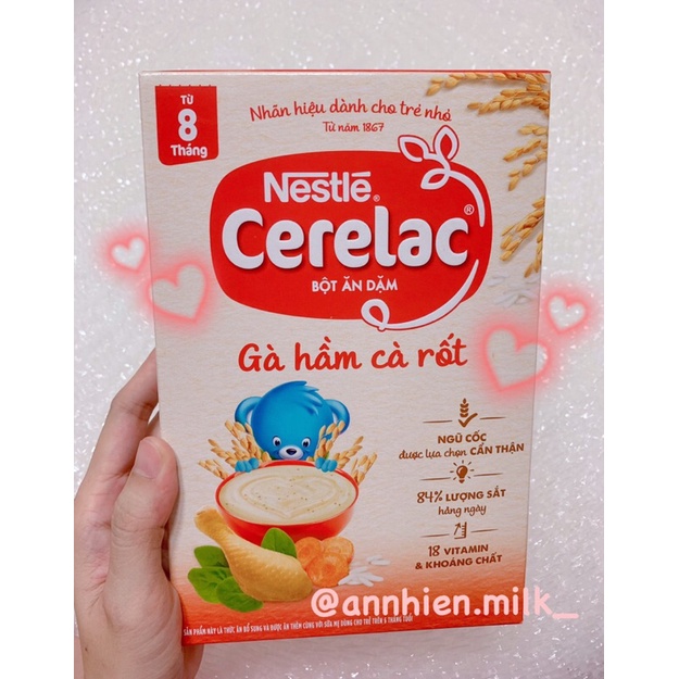 Bột ăn dặm Nestlé Cerelac Gà hầm và Cà rốt - hộp 200g