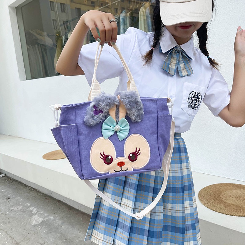 Túi Xách Canvas Sức Chứa Lớn In Họa Tiết Hoạt Hình Dễ Thương Phong Cách Hàn Quốc Cho Nữ