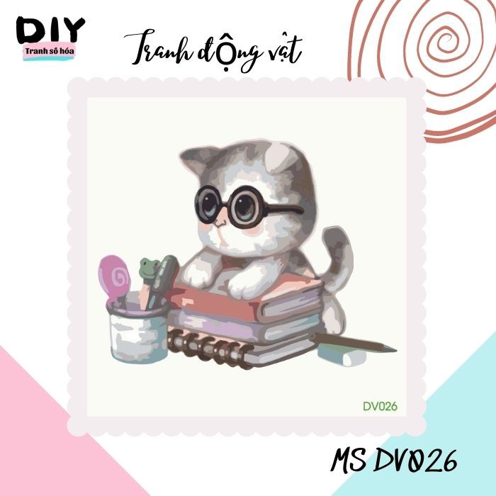 Tranh tô màu theo số DIY Tranh động vật mèo con DV026