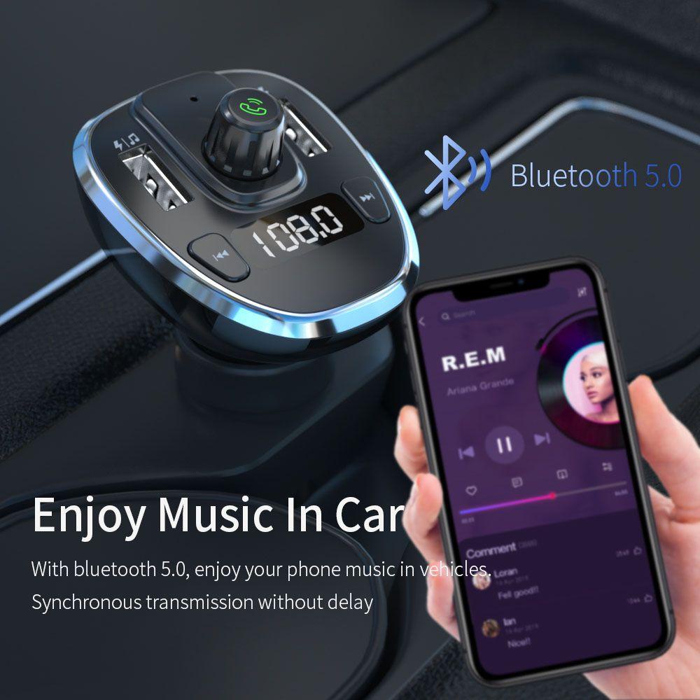 Bộ Sạc Nhanh Không Dây USB Kiêm Máy Nghe Nhạc MP3 FM Cho Xe Hơi