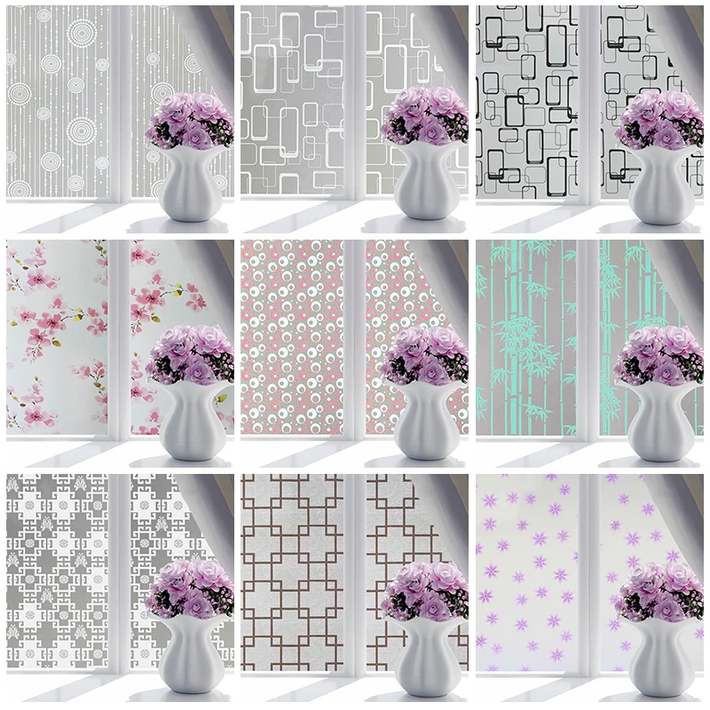 Decal dán kính mờ hoa văn nhám size 45x200cm giấy dán kính chống nhìn trộm cho cửa sổ phòng tắm vách ngăn phòng
