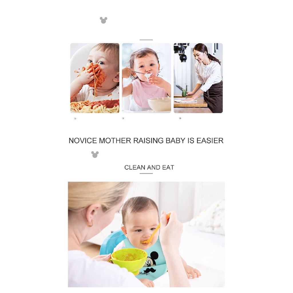 Yếm Ăn Bằng Silicon Chống Thấm In Hình Hoạt Hình Dễ Thương Dành Cho Các Bé