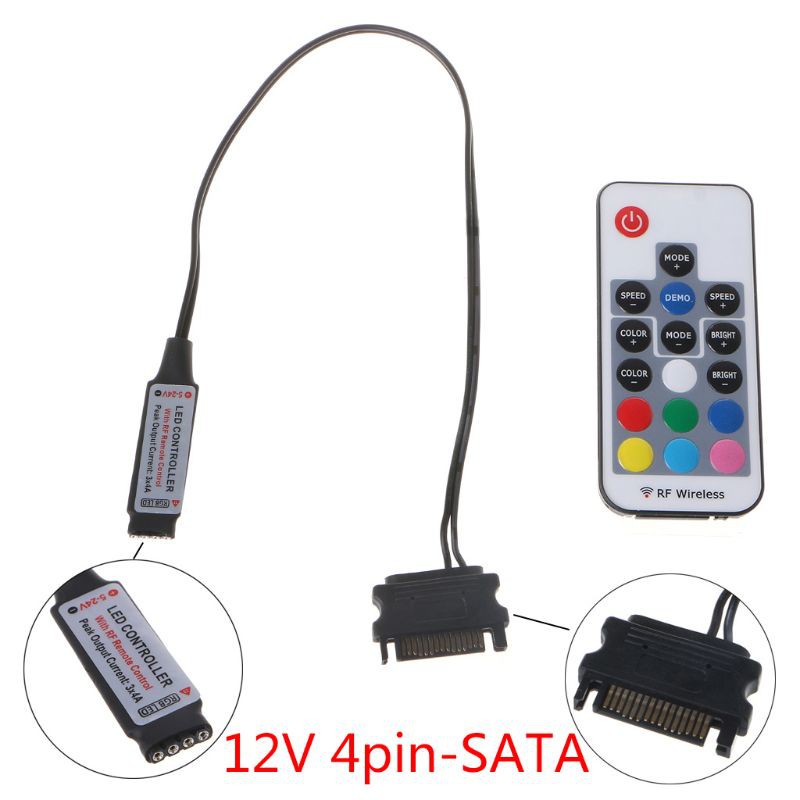 H.S.V✺RGB Controller RF Wireless Remote Control for Case LED Light 3Pin 5V/4Pin 12V