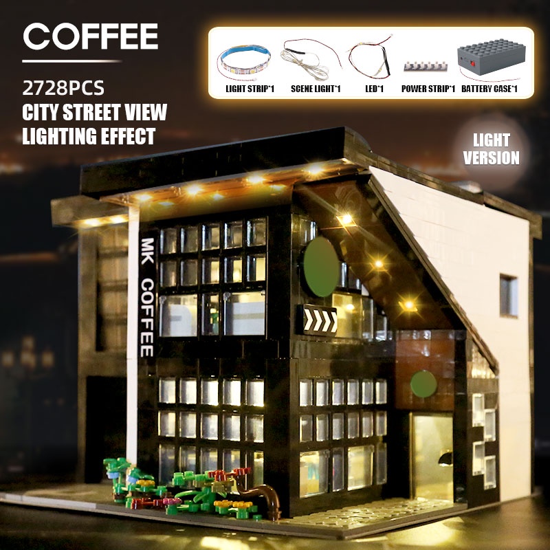 Đồ chơi Lắp ráp Mô hình MOULD KING 16036 Streetview he MOC-45635 Modern Cafe Modular With Led Parts