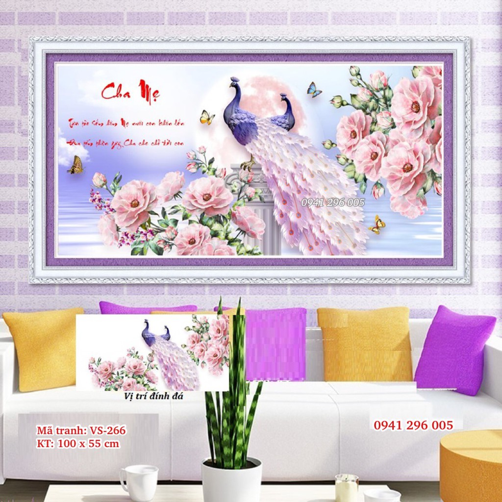 Tranh đính đá Cha Mẹ - kích thước:100x55cm (chưa đính đá) | BigBuy360 - bigbuy360.vn