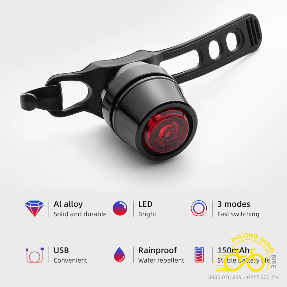 Đèn hậu xe đạp 1 Led ROCKBROS sạc USB