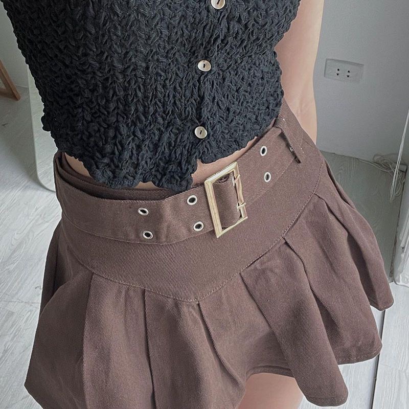 Chân Váy Thô Xếp Ly Kèm Đai Lưng Bản To Chân Váy Xòe Hàng Qc Loại 1 Phù Hợp Đi Chơi Dạo Phố Cv4802