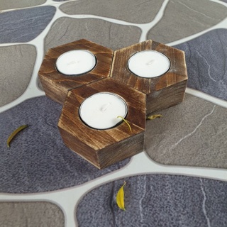 Đế nến bằng gỗ phong cách vintage, cốc nến tealight