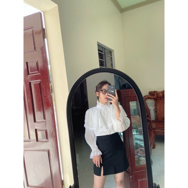 Áo sơ mi bèo tiểu thư cổ trụ | BigBuy360 - bigbuy360.vn