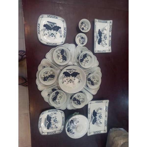 Bộ bát đĩa sen đồng 20 món sứ Bát Tràng