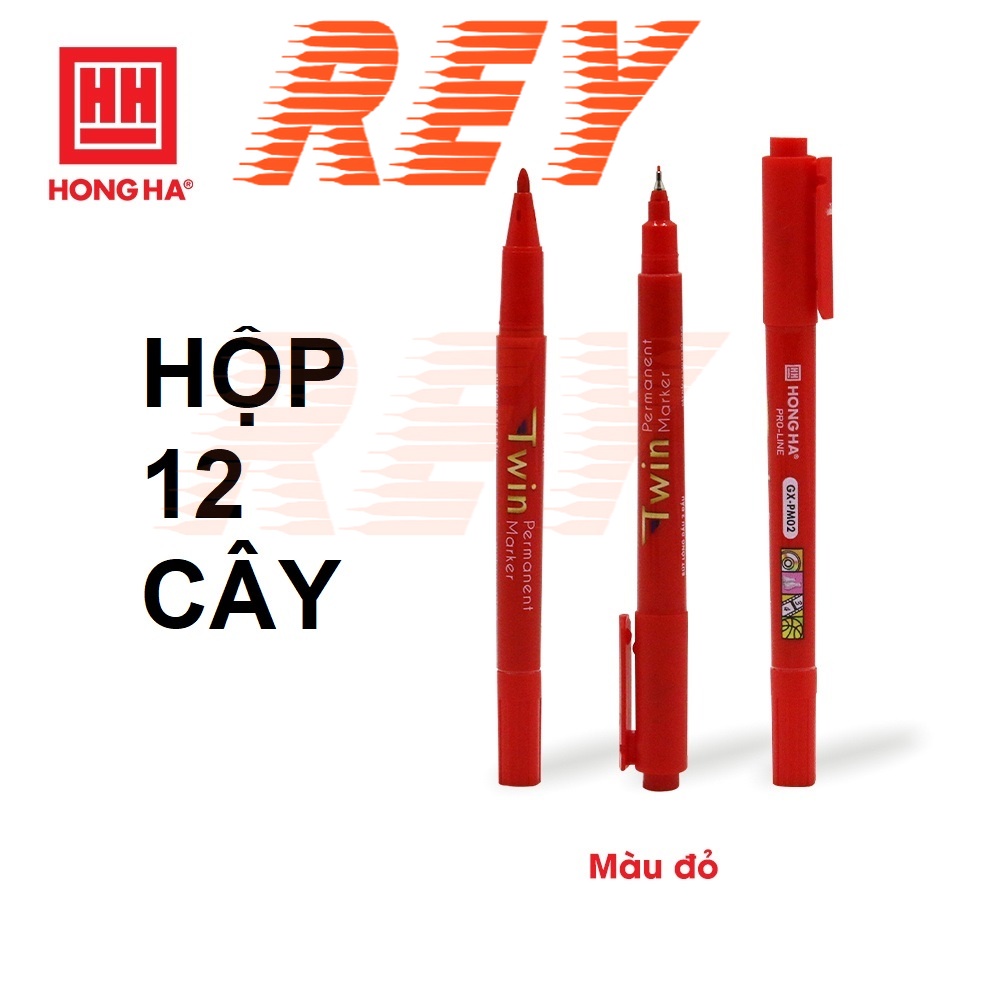 HỘP 12 CÂY bút lông dầu 2 đầu GX-PM02 Hồng Hà 6669