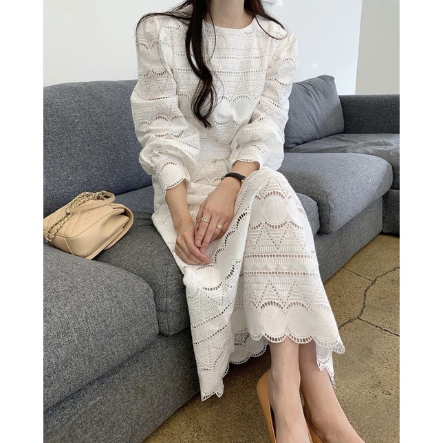 ĐẦM REN DÁNG DÀI SUÔNG CHỮ A HÀNG THIẾT KẾ HÀN QUỐC