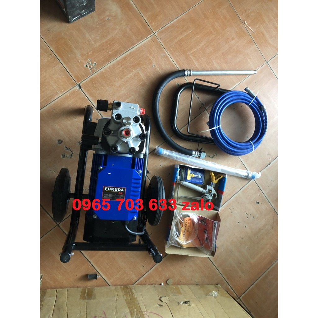 Máy phun sơn FUKUDA T9, phun sơn sắt thép, sơn kết cấu cực khỏe.