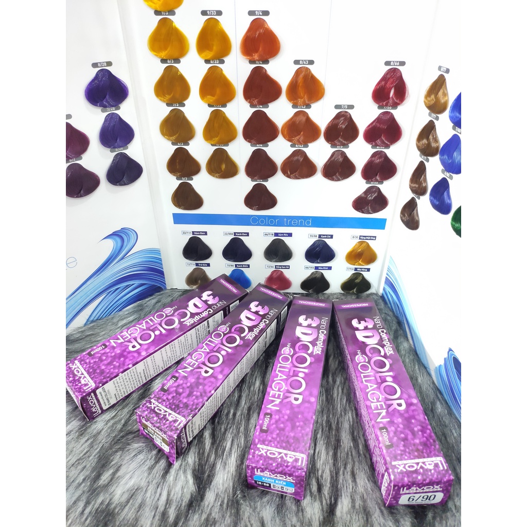 Màu nhuộm tóc Lavox thời trang  xám đen,xanh đen,xám ánh xanh, xanh chì,trà sữa