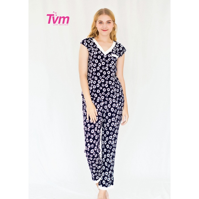 Bộ dài nữ mặc nhà chất xô nhún CM288 Comi Homewear