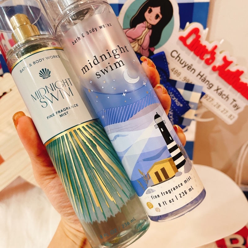 Auth_MIDNIGHT SWIM |GOLDEN OCEAN PEARL |HIBISCUS PARADISE- Xịt Thơm Body Mist Toàn Thân Bath & Body Works