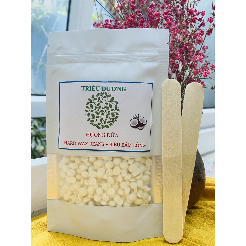 Hạt wax nóng wax lông thơm nhập khẩu,hard wax beans hương dừa - hoa nhài - ngọc trai cực thơm, siêu bám lông (Tặng que)