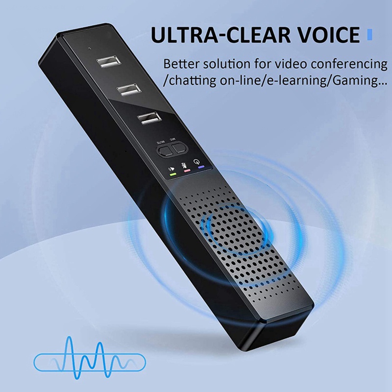 3 in 1 Computer Speakers with Microphone & Hubs USB Conference Speaker, PC Mic for Video Conference