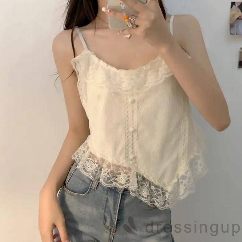 Áo Hai Dây Viền Ren Thời Trang Nữ