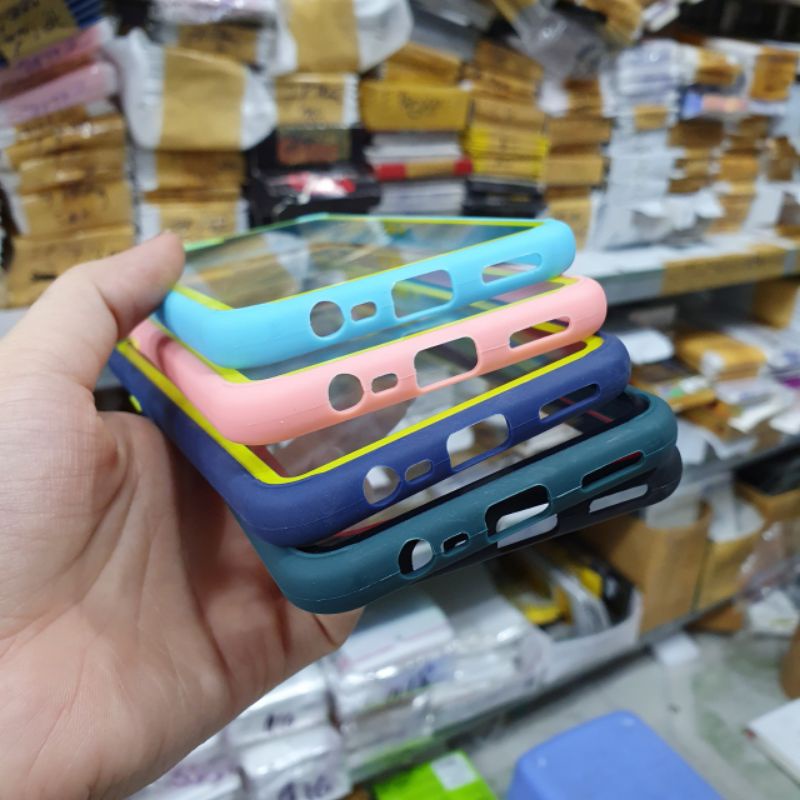 Ốp lưng Oppo F9 / A5S / A7 / A12 viền dẻo màu lưng trong suốt
