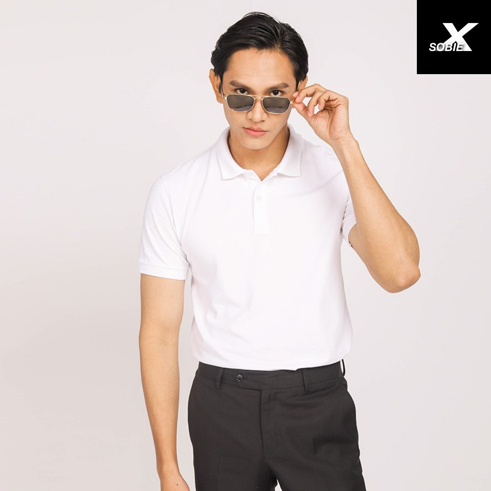 Áo Polo Nam Full White cổ bẻ vải Cotton bền màu, chuẩn form, sang trọng, lịch lãm - SOBIE