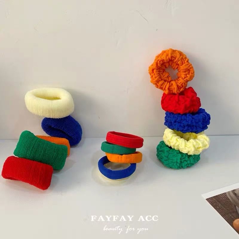 Set 5 dây buộc tóc cao su màu sắc ngọt ngào phong cách Hàn Quốc cho nữ