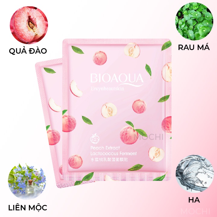 Mặt Nạ Quả Đào Dưỡng Trắng Da l Cấp Ẩm Da Khô l Ngừa Mụn Mask Giấy Đắp Mặt Peach Bioaqua Nội Địa Trung MOCHI SHOP