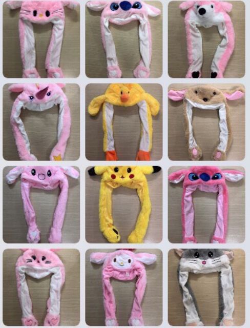 Nón tai thỏ nhồi bông dễ thương mềm mại.