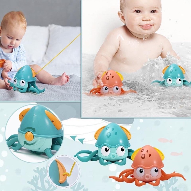 Đồ Chơi Bạch Tuộc Bò Tinh Nghịch, Bạch Tuộc Bơi Dưới Nước, Chạy Dây Cót, Đồ Chơi Nhà Tắm