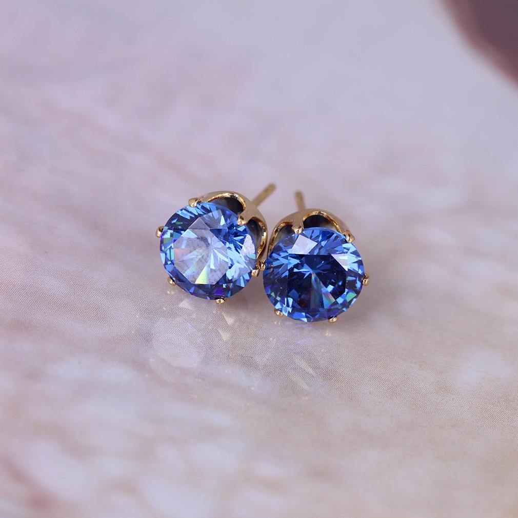 Bông Tai Tròn Mạ Vàng 18K Đính Đá Thời Trang