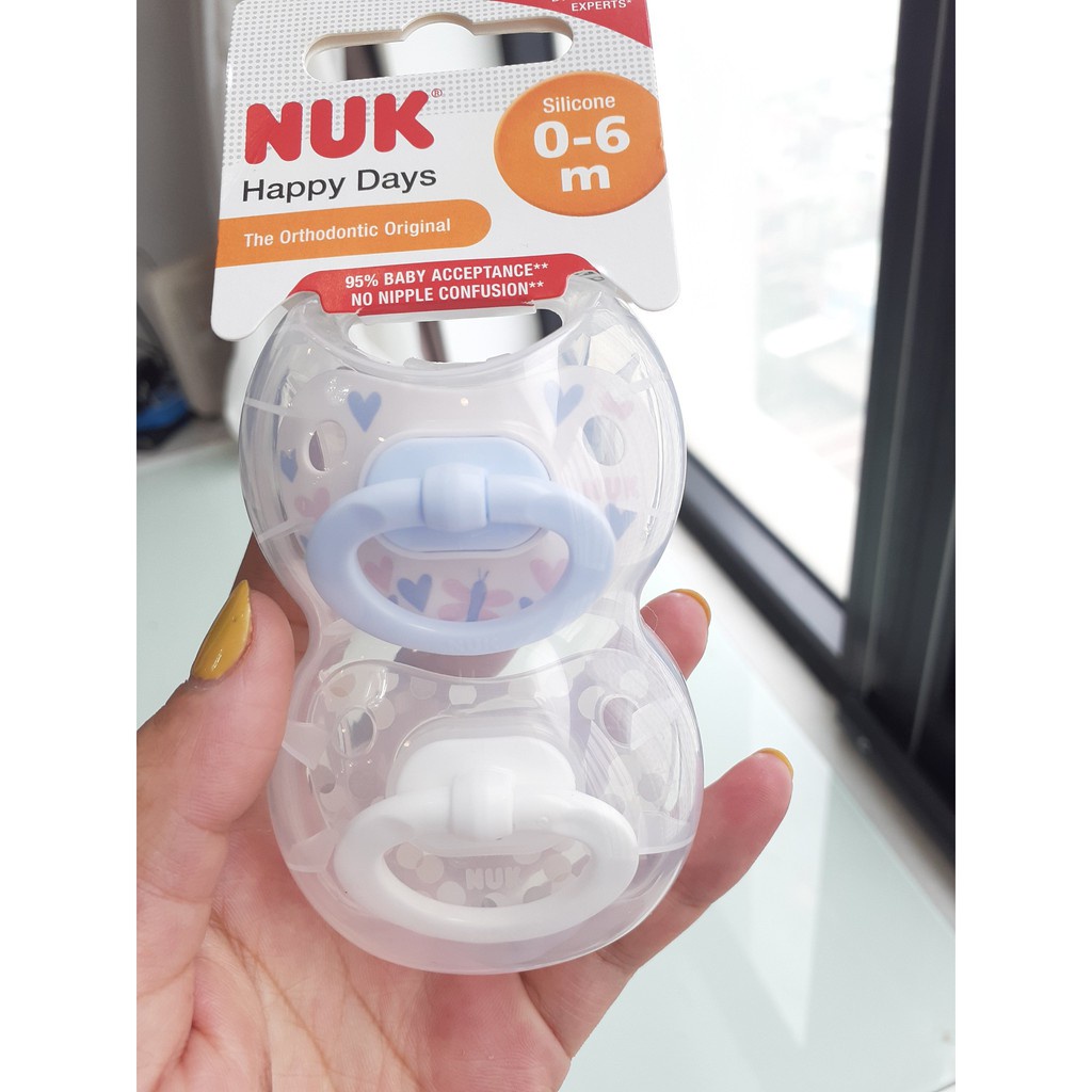 Ty Giả Nuk Happyday Silicone Cho Bé Sơ Sinh 0-6M 6-18M Chính Hãng