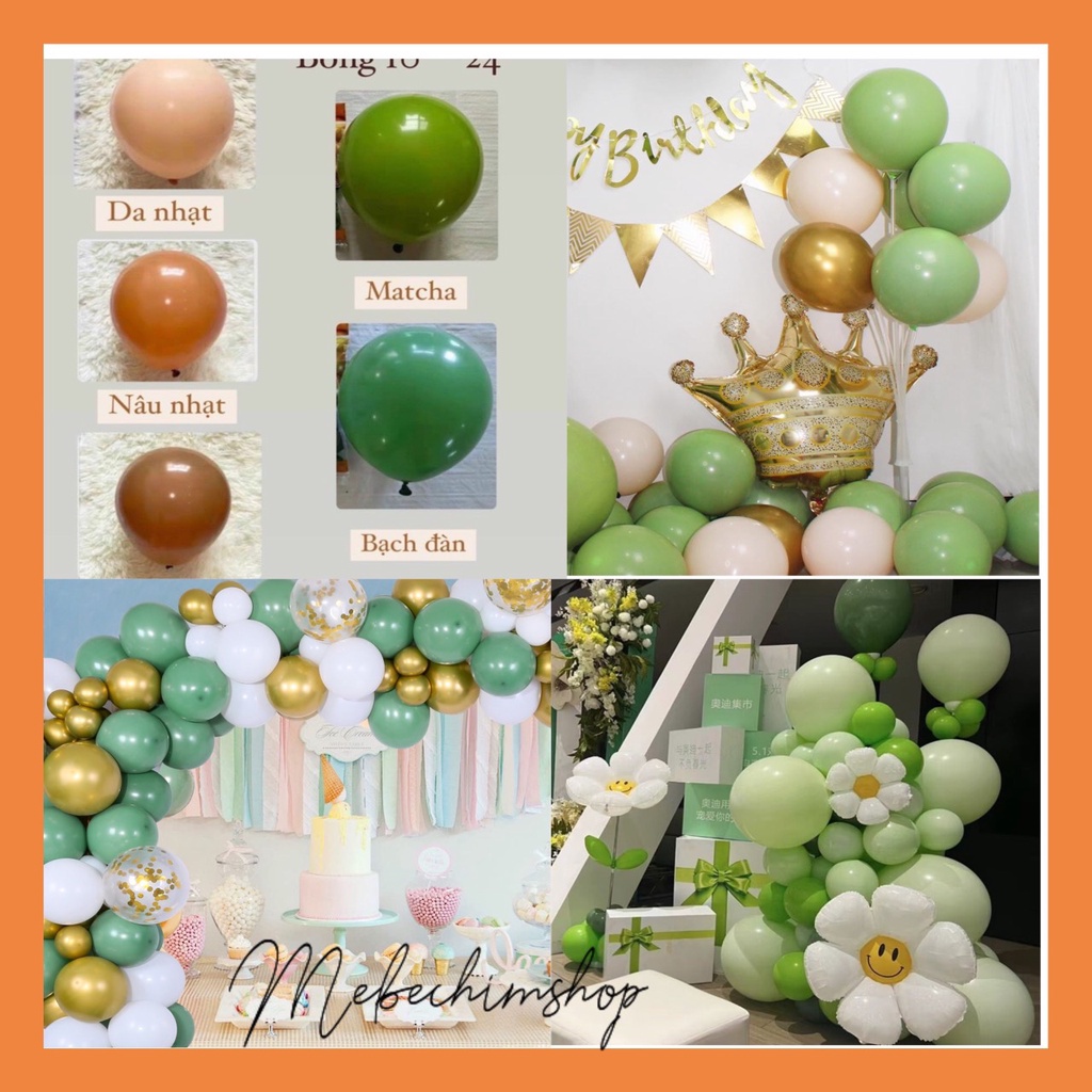(Video Review) Sỉ Gói 100 Bóng Bay Các Màu Phong Cách Châu Âu - Bóng Bay Màu Nâu - Màu Xanh Bạch Đàn - Xanh Matcha