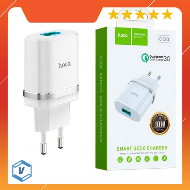Củ sạc nhanh hoco c12q, sạc nhanh QC3.0/18w (BH 1 năm) TẶNG KÈM DÂY SẠC NHANH trị giá 50k [ HÀNG CHÍNH HÃNG]