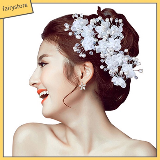Kẹp tóc ngọc trai giả thanh lịch cho cô dâu