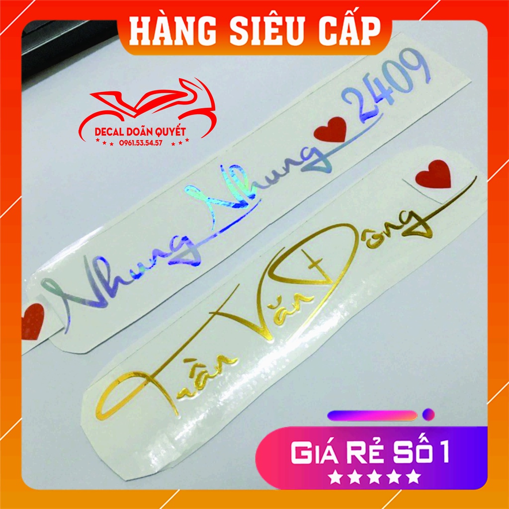 Tem dán xe theo tên theo yêu cầu của khách
