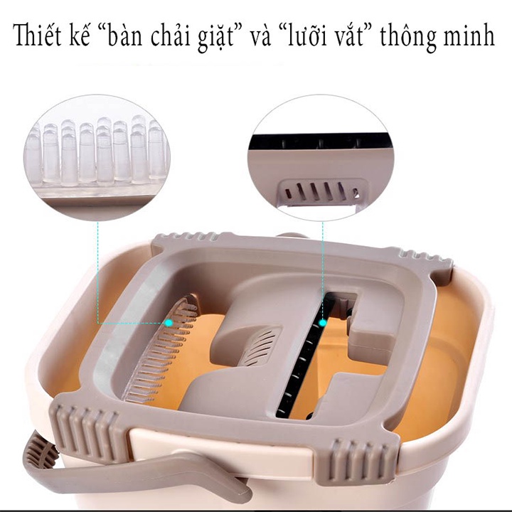 Cây lau nhà tự vắt thông minh xoay 360 độ loại dày lau sạch dễ sử dụng tặng kèm bông lau