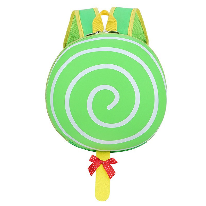 Balo mẫu giáo cho bé trai bé gái hình kẹo mút lốc xoáy siêu ngộ nghĩnh E285