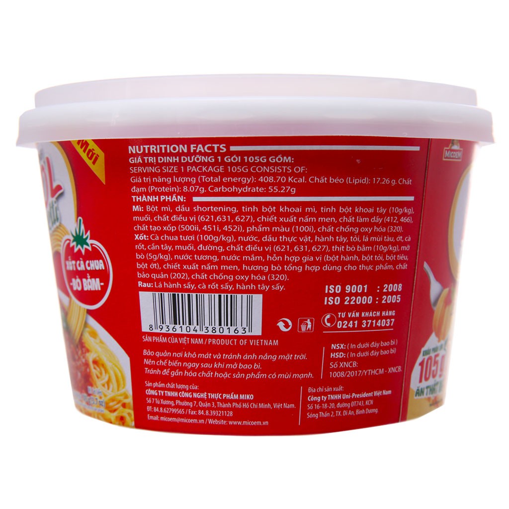 Mì Khoai Tây Cung Đình Kool Spaghetti Xốt Cà Chua Bò Bằm Thùng 12 Bát x 105g