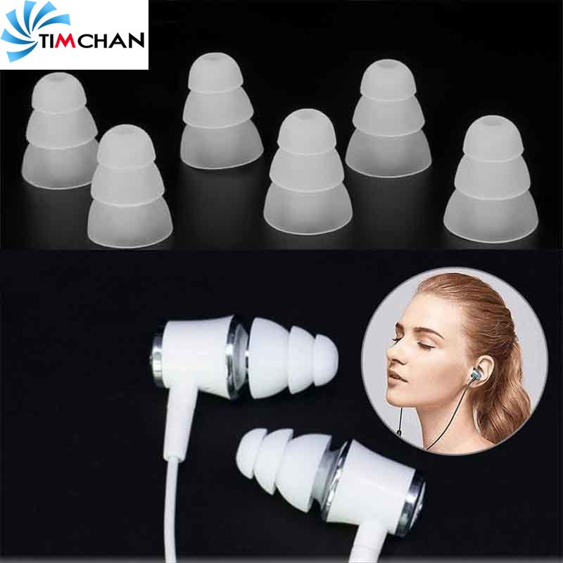 Nút Bọc Tai Nghe Nhét Tai Bằng Silicon Mềm Ba Lớp Nhiều Kích Thước Tùy Chọn