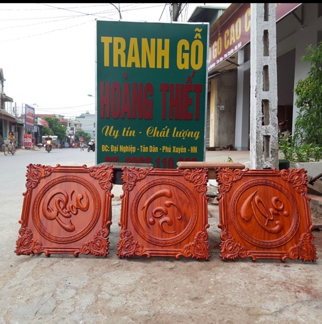 Bộ Tranh chữ Phúc - Lộc - Thọ bằng gỗ hương nam phi