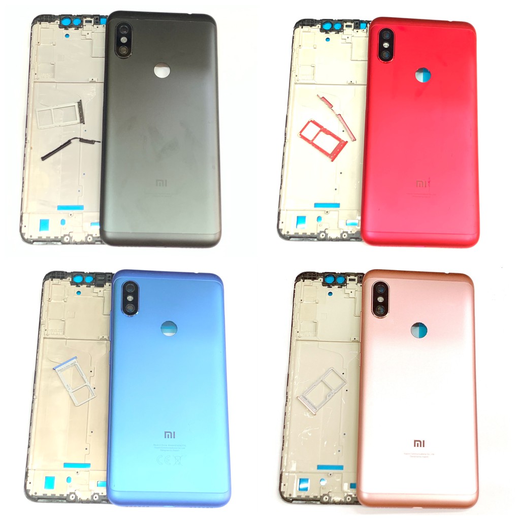 VỎ SƯỜN + KHUNG MÀN HÌNH + KHAI SIM ĐIỆN THOẠI XIAOMI REDMI NOTE 6 PRO ZIN .