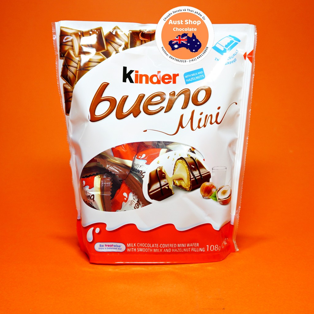 Socola Sữa Milk Chocolate Kinder Bueno Minis 20 Piece Share Pack 108g - OZ - Aust Shop Chocolate