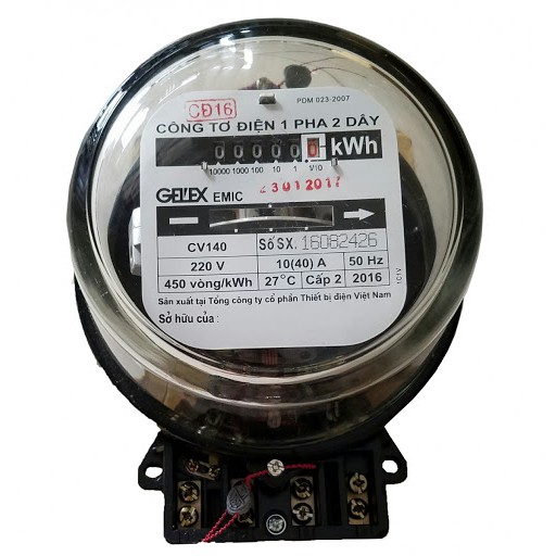 Công Tơ Điện 1 Pha 2 Dây Công tơ điện EMIC GELEX 1 pha 2 dây (CÓ GIẤY KIỂM ĐỊNH)