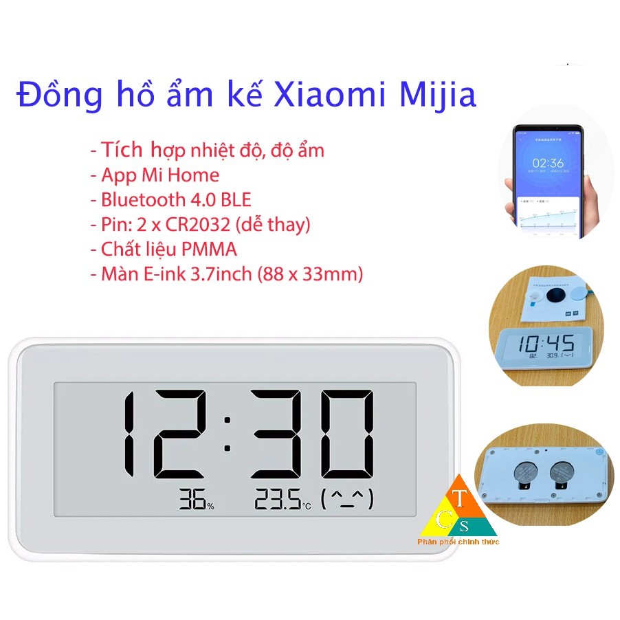 Đồng hồ tích hợp nhiệt độ và độ ẩm Xiaomi thông minh