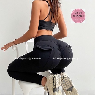 Quần Legging Tập Gym Nữ ❤️𝐇𝐀̀𝐍𝐆 𝐗𝐈̣𝐍❤️ Chun Mông Thun Poly Cạp Cao Gen Bụng Có Túi Thể Thao Nữ 936